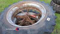 Pair of 5 star dual wheels 13/6/38 kept inside free turning ex Massey 690 - 2