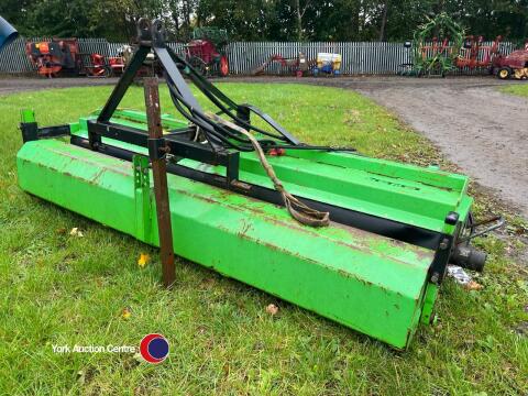 Tractor mount 8ft wide road brush with collection box. Tidy. Little used.