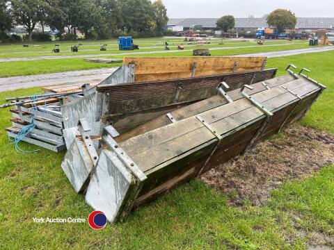 Quantity of 15ft self locking cattle carriers c/w feed troughs