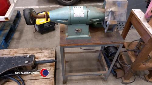 KEF bench grinder and polisher on table plus attachments