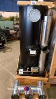 Unused Deville multi fuel heater, ex-military surplus stock, diesel/kerosene, 25ltr fuel tank, stainless steel flue, 11-16kw output, ideal for workshops or garages