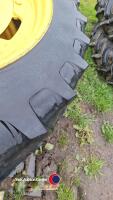 Set of row crops to fit JD 6000 series, 2 x rears R46, low tread but hold air, 2 x fronts, 270/95/R32, 60% tread. Universal rims, centres could be swapped to fit other makes. - 3