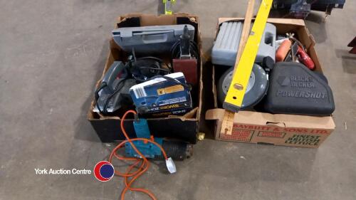 2 x boxes of garage tools including power and hand tools