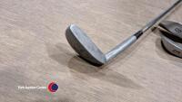 A set of unused Howson Apollo ladies clubs. Would also suit young adult. 3-7 irons, sand wedge, 1,3,5 woods. Unused royal blue golf trolley & green Maxfli golf bag. Vintage putter also included - 7