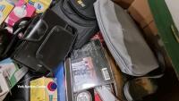 2 x boxes of bric a brac including digital camera and binoculars - 2