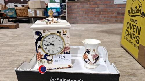 Large vintage Masons clock and matching vase