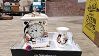 Large vintage Masons clock and matching vase