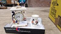 Large vintage Masons clock and matching vase - 2