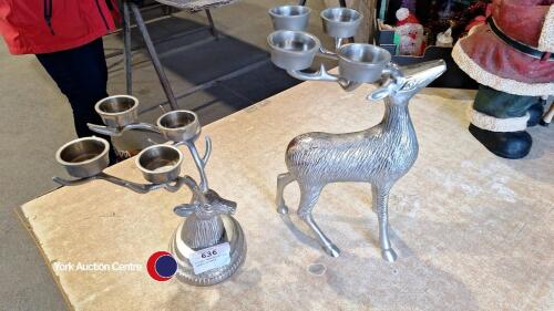 2 x M&S decorative stag candle holders