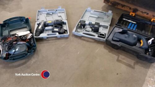 Quantity of power tools including electric saw and sander,