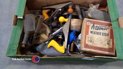 Box of garage and woodworking tools