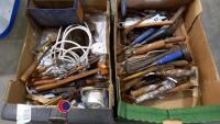 2 x box of garage and woodworking tools including chisels