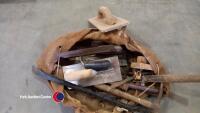 Builders bag and contents including floats, trowels and crowbar - 3