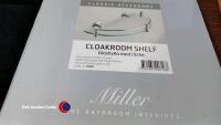 Bathroom items all new and boxed. Miller clear glass shelf with chrome finished gallery rail. Miller chrome toilet roll holder. Lenz Pisa glass shelf with chrome fittings. Haceka triple towel rail. - 3