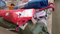 2-man dome tent, folding camping chair, child's ladybird tent, Obaby pushchair and walking stick