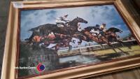 Large limited edition vintage horse racing print, 'The Water Jump' by Graham Isom