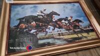 Large limited edition vintage horse racing print, 'The Water Jump' by Graham Isom - 2