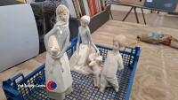 Lladro figurines, Girl with Lamb, Girl with Washing, Boy with toy horse (unglazed)