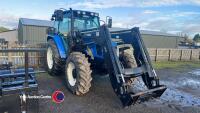New Holland T5050 tractor c/w Trima 3.0P power down self levelling loader, hydraulic locking pins, 6ft bucket, gripe and grab, pallet forks and back plate, 5460 genuine hours, No VAT, tyres 50%, owner semi-retired last 8 years so only doing 320 hrs/yr. NK - 2