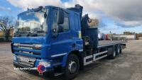 2013 DAF CF75 6-wheeler hiab/crane, YX13 ZVW, rigid with rear lift axle, 00’S 738027 kilometers, sleeper cab, crane/hiab mounted behind cab, PM15523 (2016), MOT 31.08.25, Hiab/crane test to September 2025, - 1 former keeper - HPi Clear - V5 in office - 2