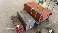 3 x boxes of engineers hand tools and trolley, including socket sets, heavy duty circlip pliers, jump leads, security bit set, Makita battery drill and driver plus spare batteries. Retirement sale - 2