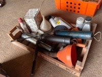 Grease guns, paint, oil and funnels - 3