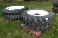 Set of unused rowcrop wheels to fit NH T6.165, 320/90R50 rears and 320/85R34 fronts