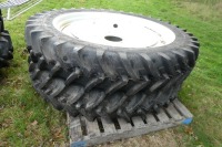 Set of unused rowcrop wheels to fit NH T6.165, 320/90R50 rears and 320/85R34 fronts - 4