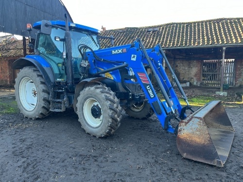 New Holland T6030 Plus 4wd tractor, 40kph, Electroshift, 420/85R38 & 14.9R24, c/w MXU310 power loader & bucket, 4027 hours, YX60 AXO