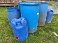 7 x blue plastic barrels suitable for animal feed troughs - 2
