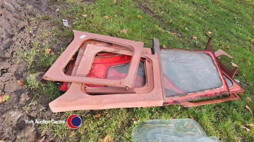 Pair of Massey Ferguson cab doors complete with glass with 35/100 series assorted cab parts