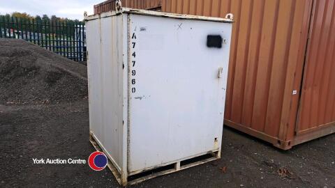 Small shipping container c/w new locks fitted, keys in office