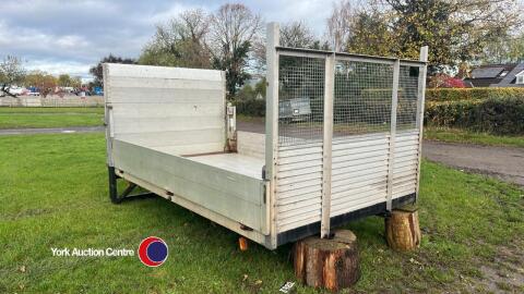 Aluminium 12ftx7ft drop side pickup body with Ratcliffe tail lift, working order when removed from pickup