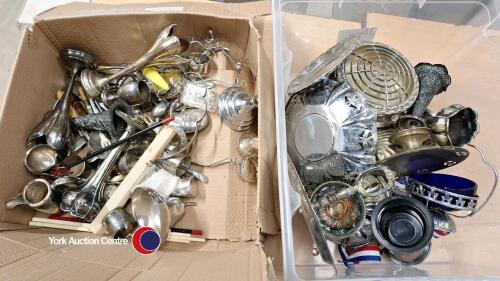 2 x boxes of tableware including silver plated items