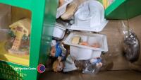 Box of collectable figurines including Tetley Tea and Smurfs - 4