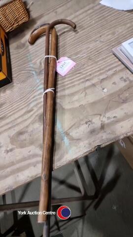 3 x child's and adult vintage walking sticks