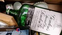 2 x boxes of ornaments, large empty gin bottle and barometer - 3