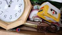 2 x boxes of ornaments, large empty gin bottle and barometer - 6