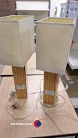 Pair of wood block table lamps