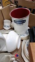 2 x boxes of kitchenware including Royal Standard tea service - 3