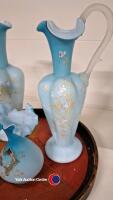 3 x satin glass vases - 2