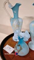 3 x satin glass vases - 3