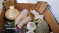 Box of carved stone animals etc - 2