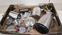 Box of stainless steel kitchen / tableware