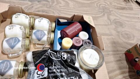 Box of various candles