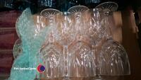 Box of table glasses including some crystal and blue Italian textured glasses - 3