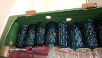 Box of table glasses including some crystal and blue Italian textured glasses - 4