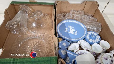 2 x boxes of household including Spode, Waterford glassware and Wedgwood