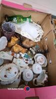 2 x boxes of ornaments including Spode, Ridgeway, brass candlesticks and Beswick horse figurines - 3