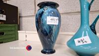 Blue marbled vase and blue opaque glass jug - 3